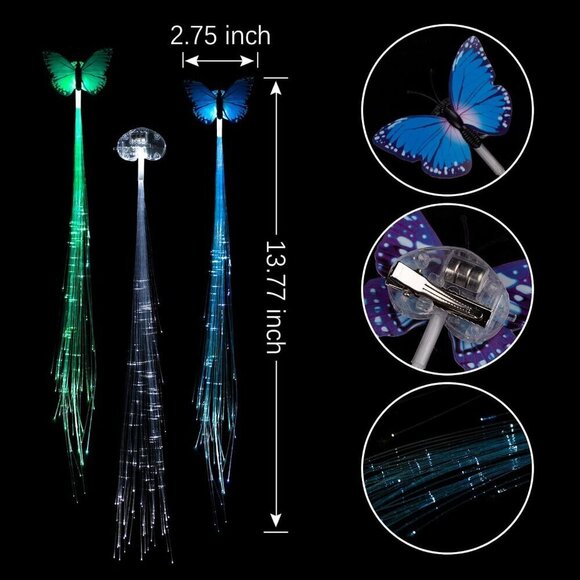 15 Pack LED Light Up Fairy Hair Clips Braid Extensions Glow Party Accessories main image 6